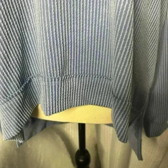 Altar’s State Small Ribbed V Neck Pullover Sweater Long Sleeves High Low Blue - Picture 4 of 9